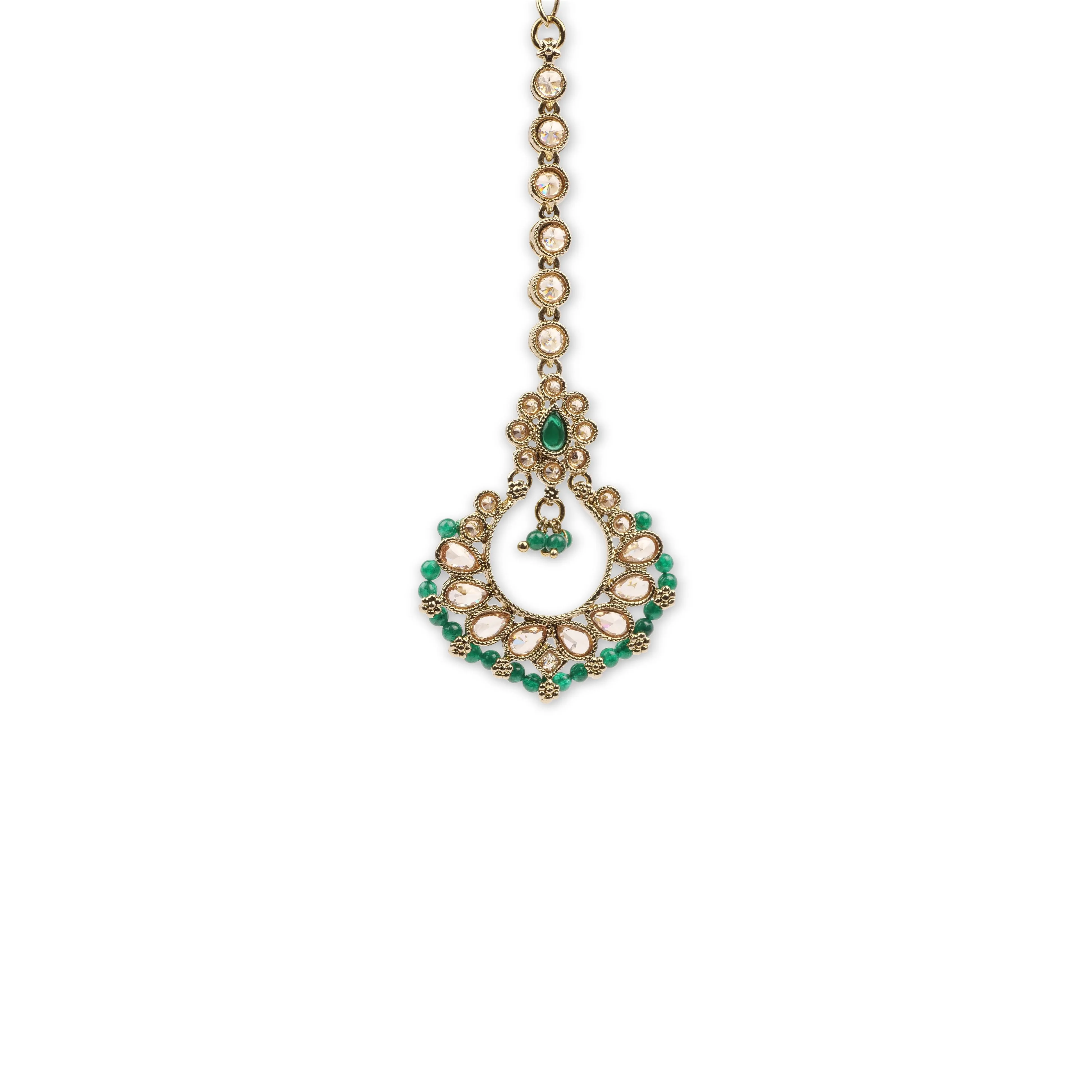 Naina Simple Necklace Set in Green