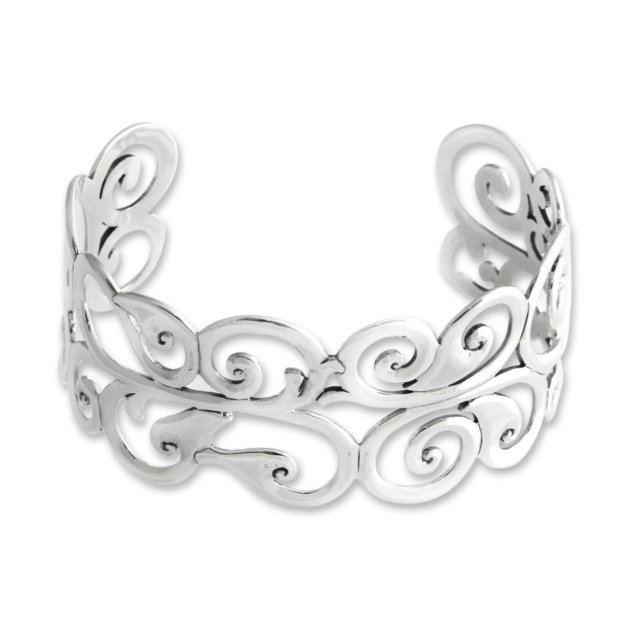 Nature's Delight Silver Cuff Bracelet