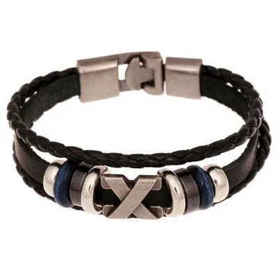 New Fashion Genuine Leather Charm Bracelets For Women Men Vintage Beaded Braided Bracelets Bangles