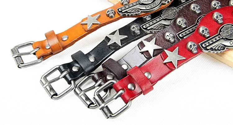 New Fashion Leather bracelet Wrist belt Alloy rivets Casual & Punk style Non-mainstream skull Bracelet