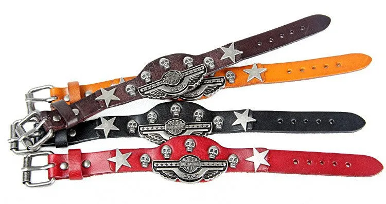 New Fashion Leather bracelet Wrist belt Alloy rivets Casual & Punk style Non-mainstream skull Bracelet