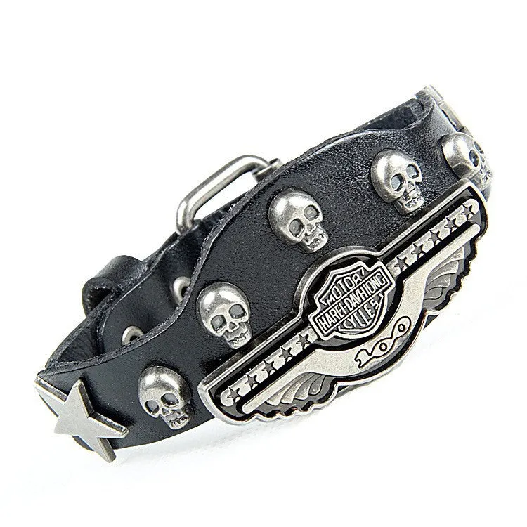 New Fashion Leather bracelet Wrist belt Alloy rivets Casual & Punk style Non-mainstream skull Bracelet