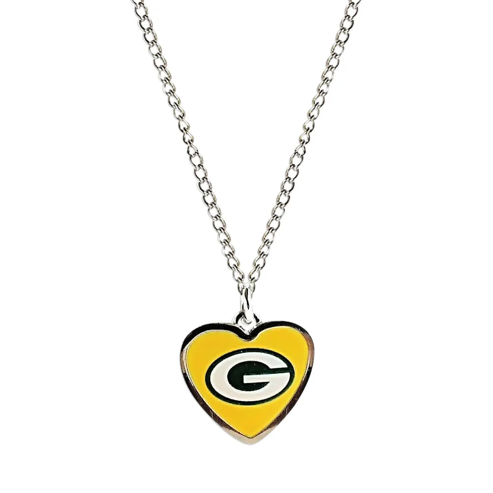 NFL Heart Shaped Pendant Necklace Green Bay Packers