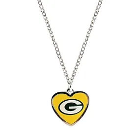 NFL Heart Shaped Pendant Necklace Green Bay Packers