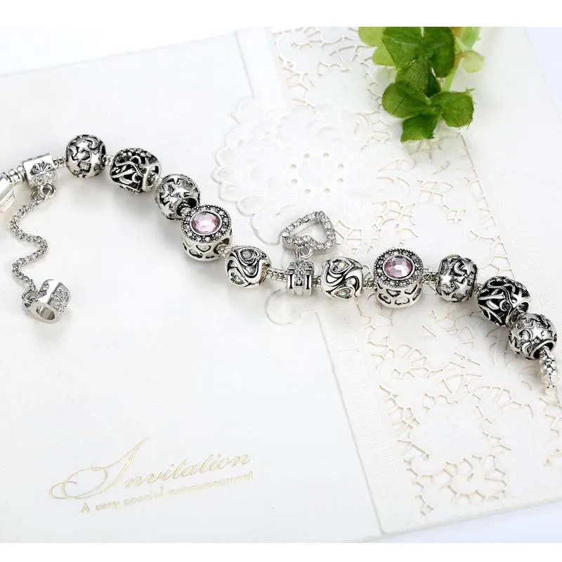 Original European Silver Plated Murano Glass Beads Charms Bracelet Fit Original Bracelet for Women Authentic Jewelry