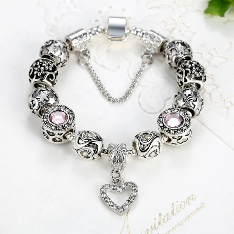 Original European Silver Plated Murano Glass Beads Charms Bracelet Fit Original Bracelet for Women Authentic Jewelry