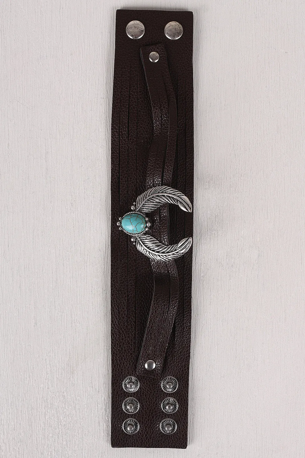 Ornate Etched Leather Slit Bracelet