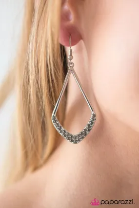 Paparazzi Earring ~ Double Dip - Silver