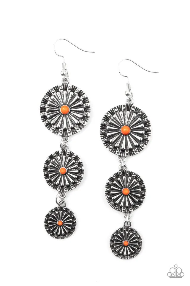 Paparazzi Earring ~ Festively Floral - Orange