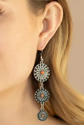 Paparazzi Earring ~ Festively Floral - Orange