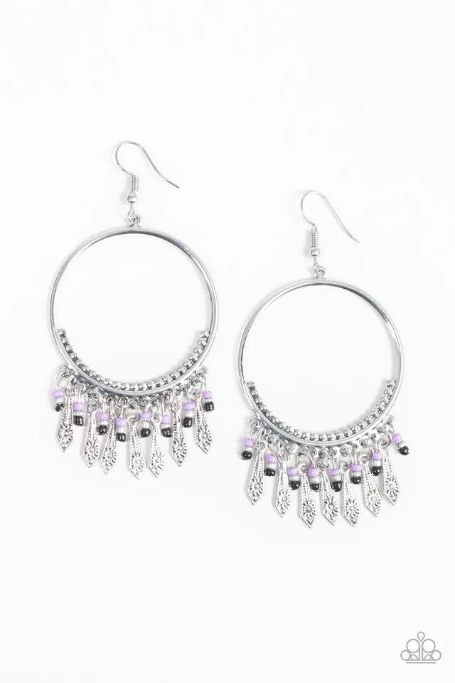 Paparazzi Earring ~ Floral Serenity - Purple