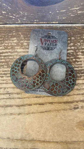 Patina Floral Disk Earring