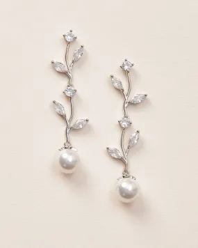 Pearl Floral Dangle Earrings