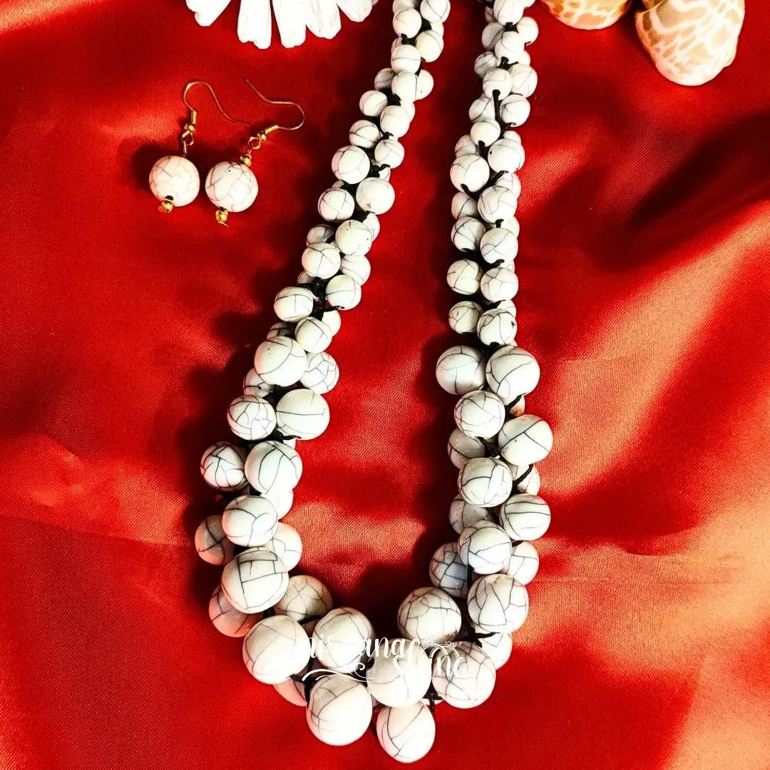 Pearl Perfection - Elegant White Beaded Necklace Set