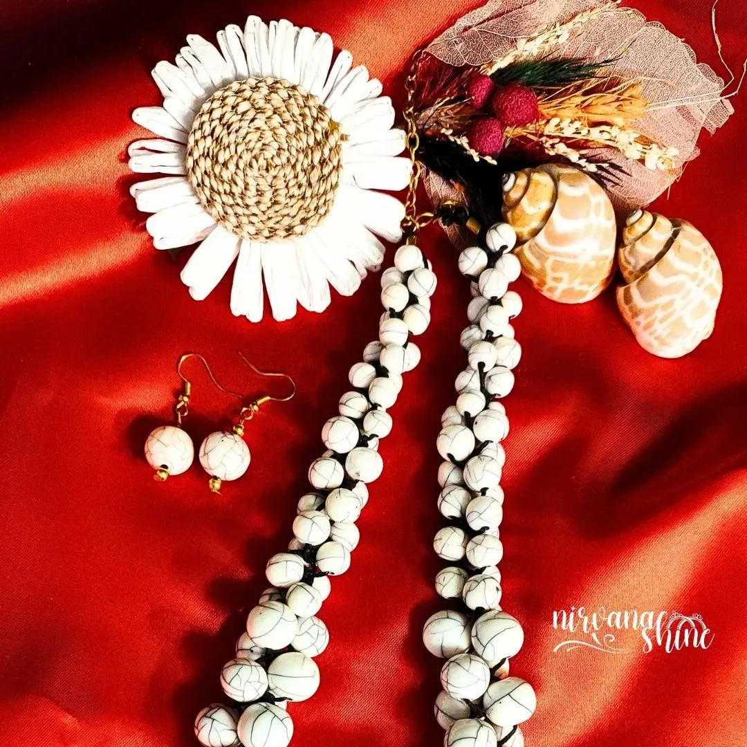 Pearl Perfection - Elegant White Beaded Necklace Set