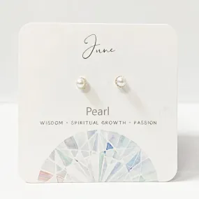 Pearl Stud Earrings, Birthday Gemstone - June