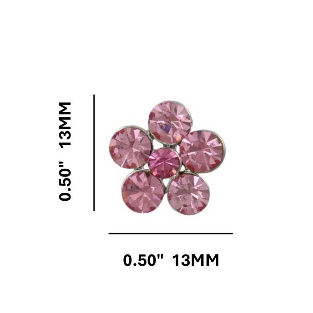 Pink Crystal Daisy with Dark Pink Center Stud Earring - PRF324SE