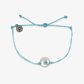 Pura Vida Silver Shimmering Wave Bracelet CRYSTAL BLUE