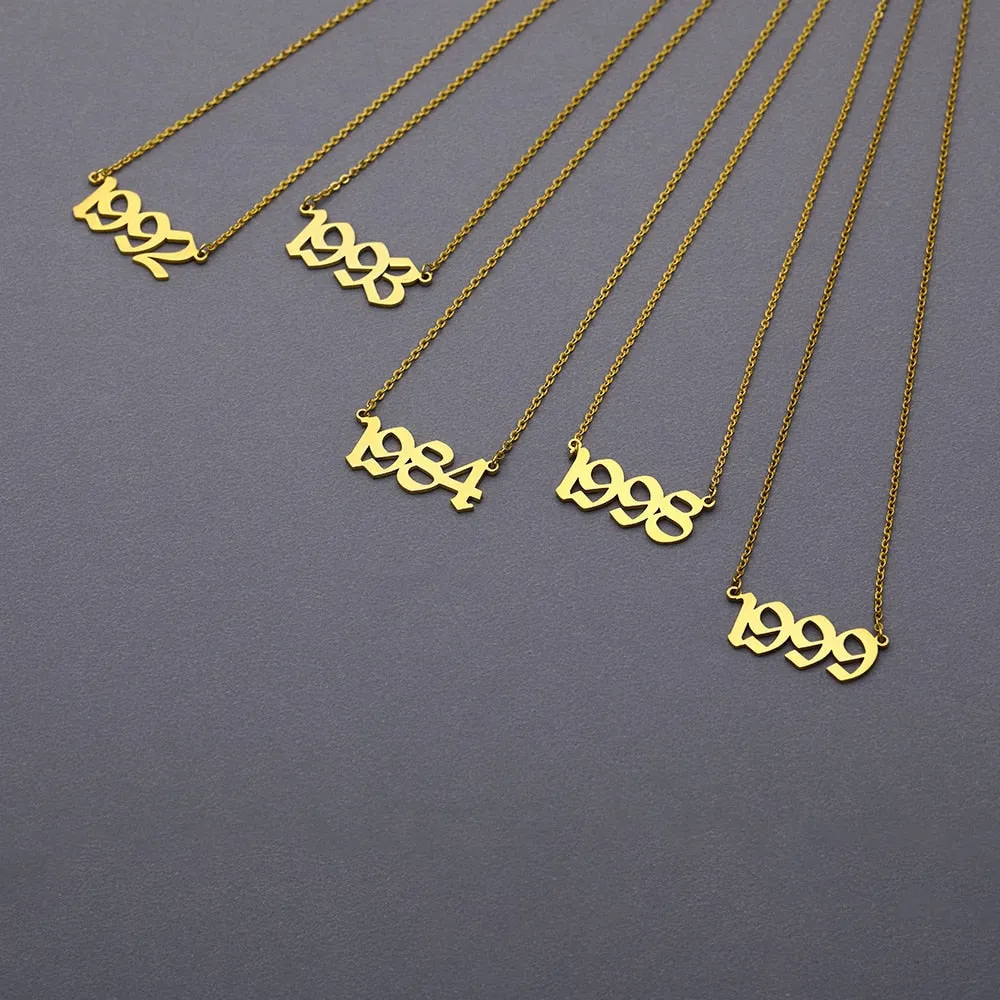 " Born In" Gold Pendant Necklace