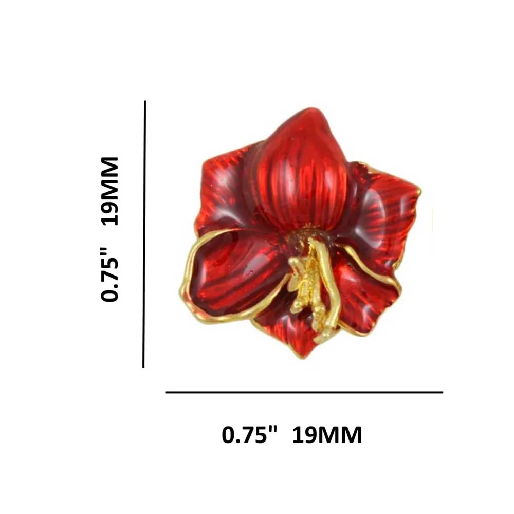 Red Enamel Christmas Amaryllis Clip Earring - EQ304C