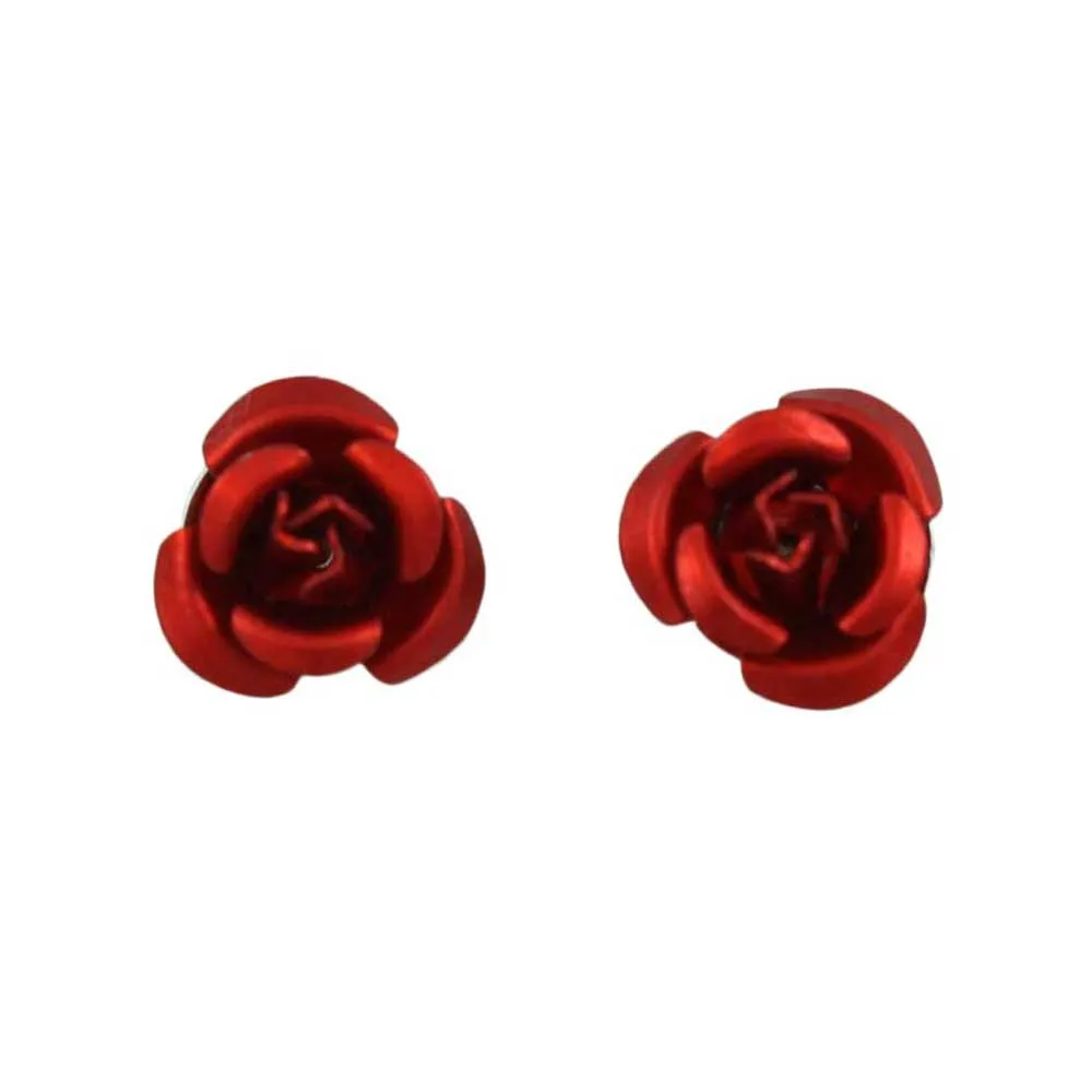 Red Rose Stud Pierced Earring - FE510