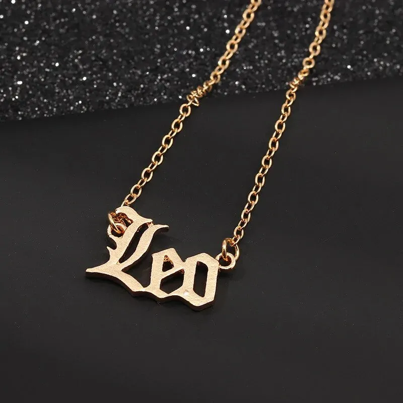 Retro Zodiac English Letter Alphabet Necklaces