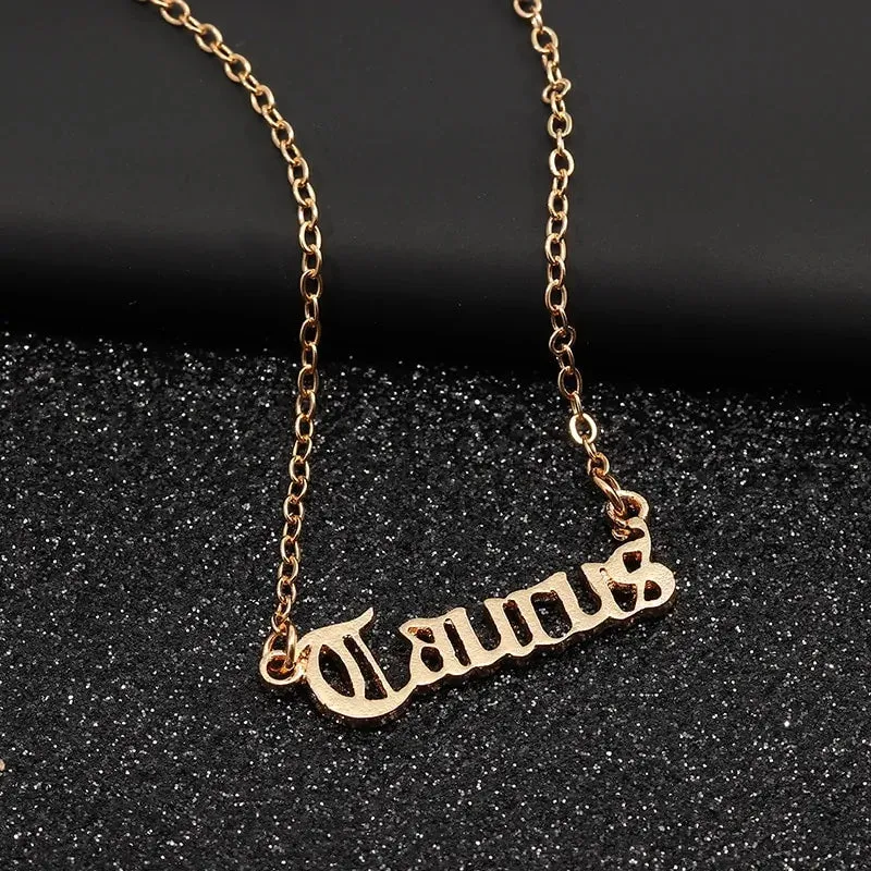 Retro Zodiac English Letter Alphabet Necklaces