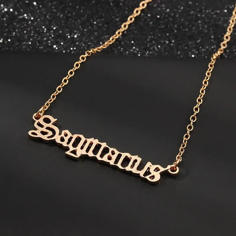 Retro Zodiac English Letter Alphabet Necklaces