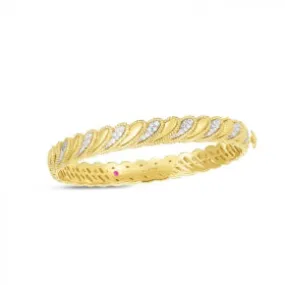 ROBERTO COIN BYZANTINE BAROCCO DIAMOND TWO TONE BANGLE BRACELET