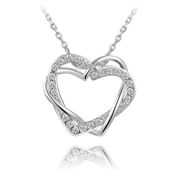 Romantic Heart Pendant Necklaces For Women Crystal Rhinestone Choker Necklace Silver Gold Plated Jewelry For Women