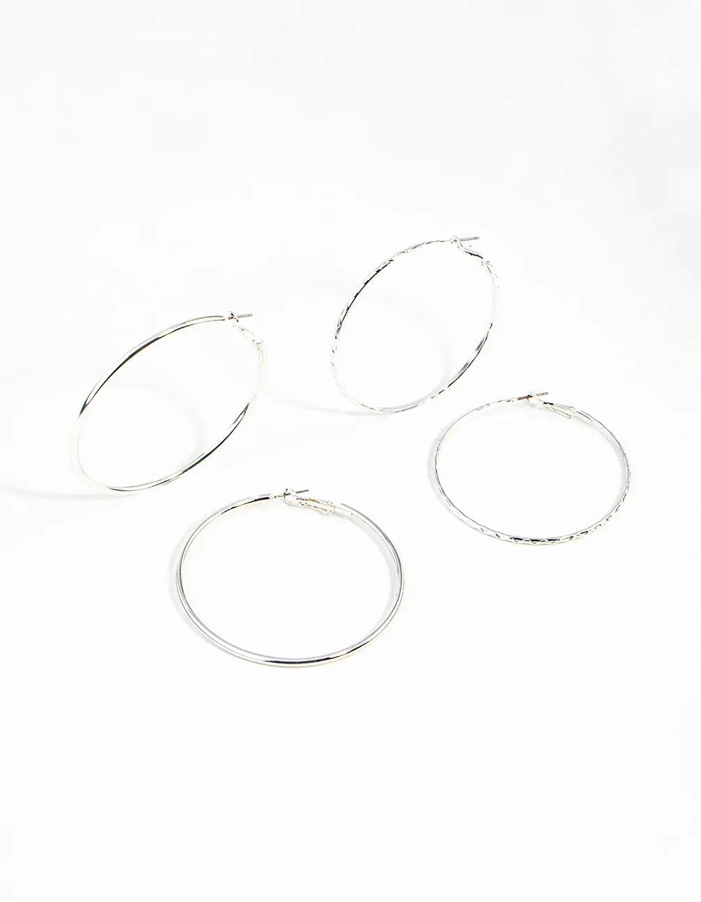 Silver 60MM Hoop Earring Pack