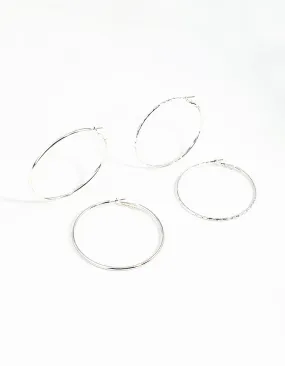 Silver 60MM Hoop Earring Pack