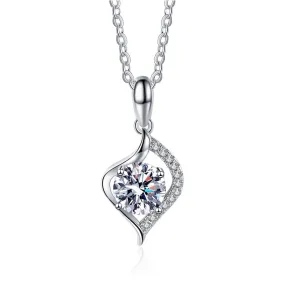 Silver Thumping Heart Moissanite Necklace