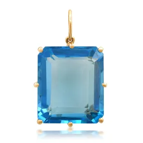 Sleek Swiss Blue Topaz Square Charm