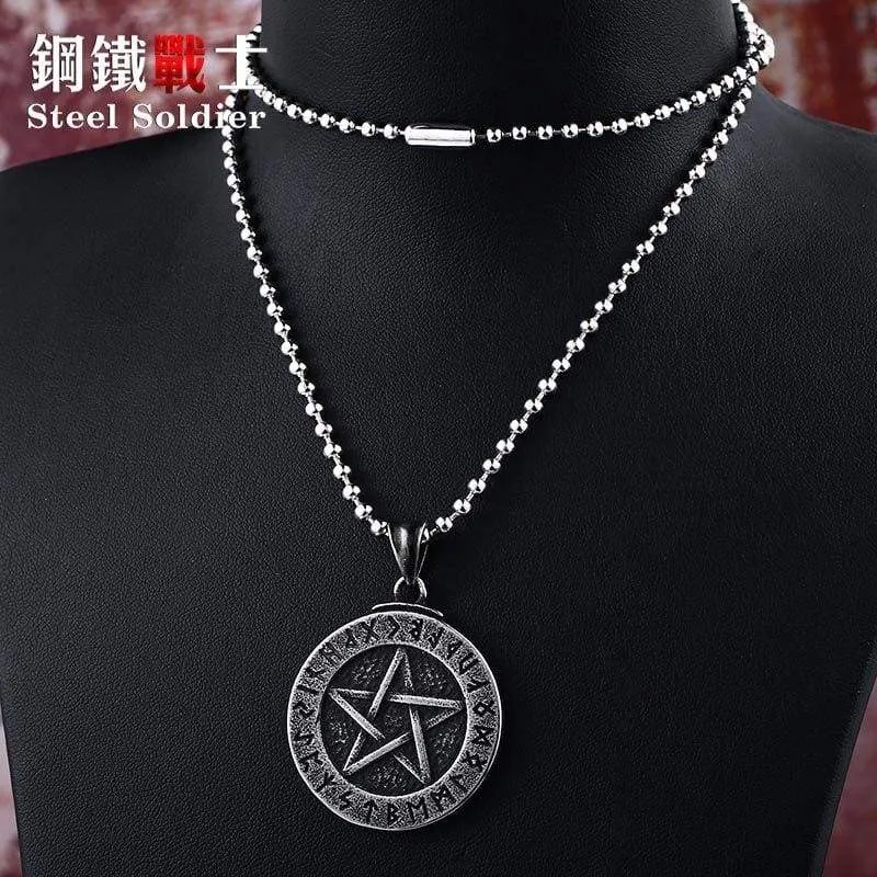 steel soldier vintage Star of David viking pendant thor nordic necklace mens jewelry stainless steel