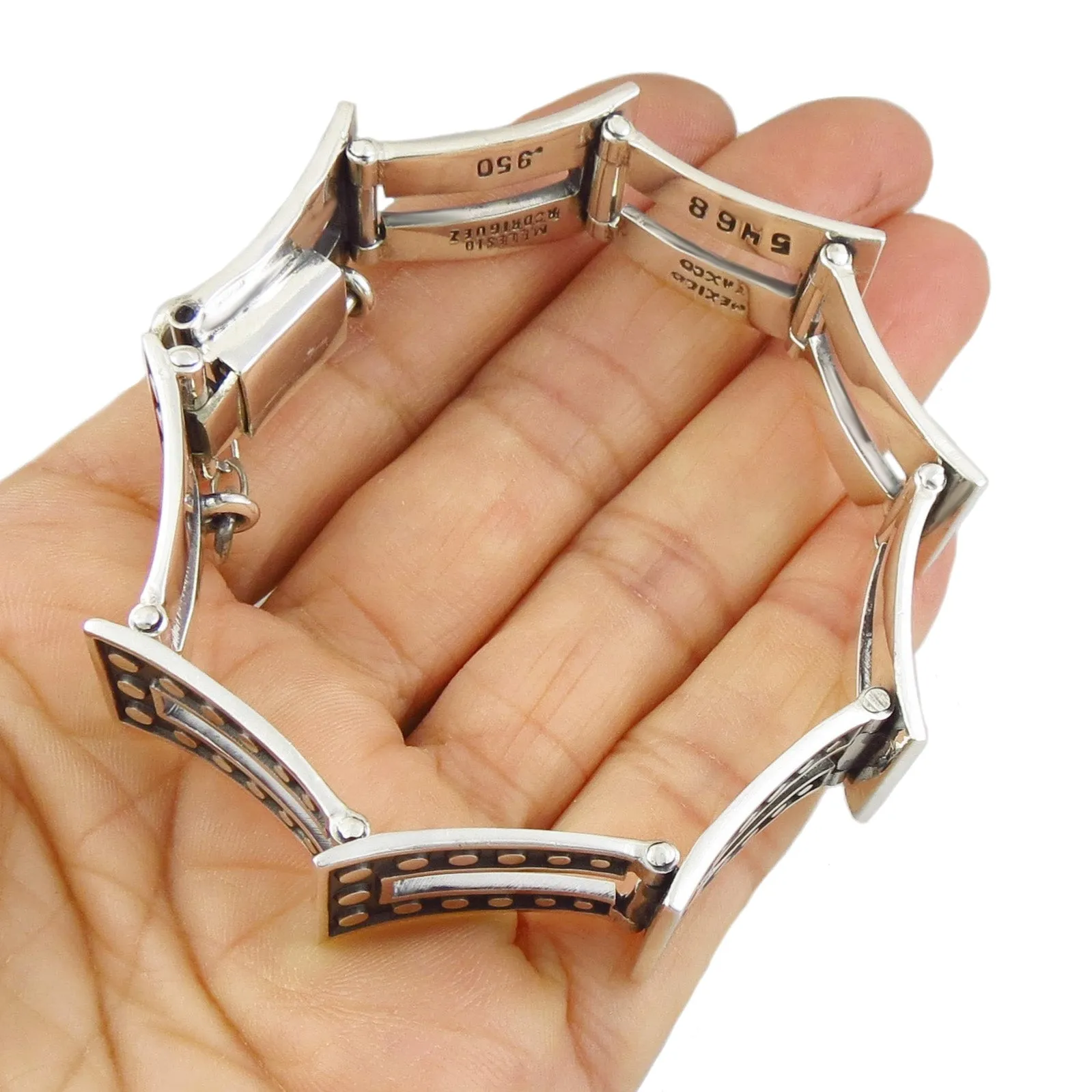 Sterling Silver Melesio Rodriguez Taxco Domino Bracelet