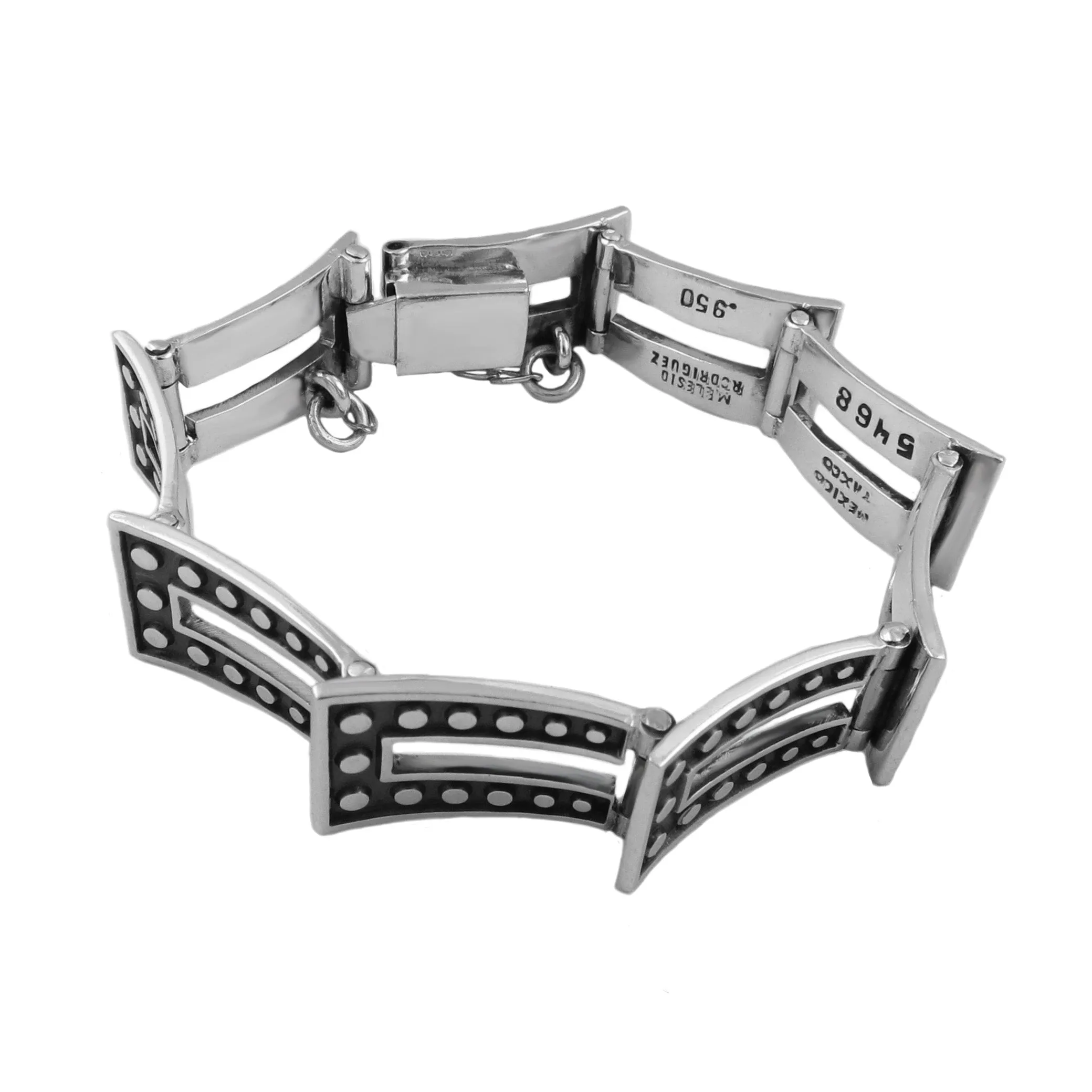 Sterling Silver Melesio Rodriguez Taxco Domino Bracelet