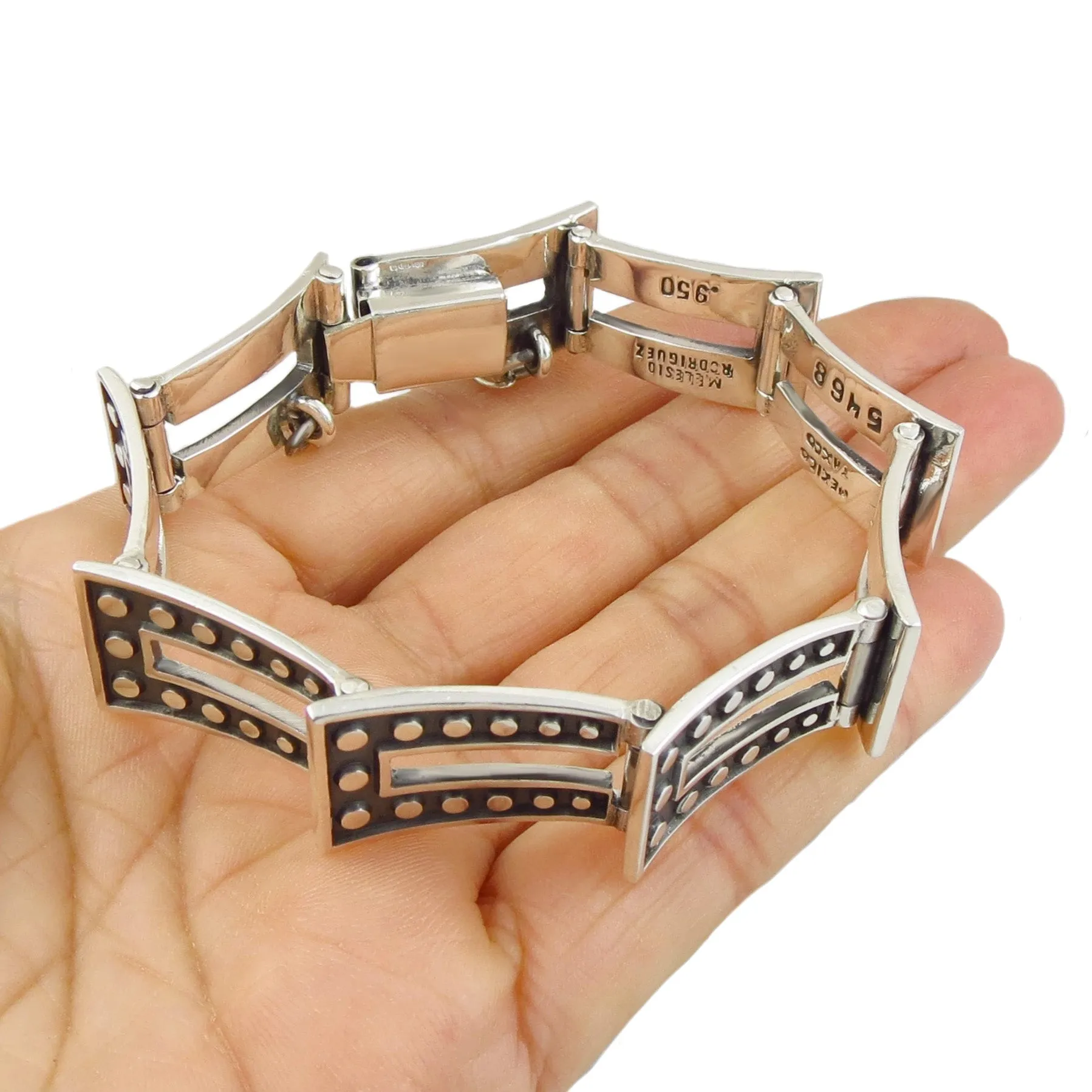 Sterling Silver Melesio Rodriguez Taxco Domino Bracelet