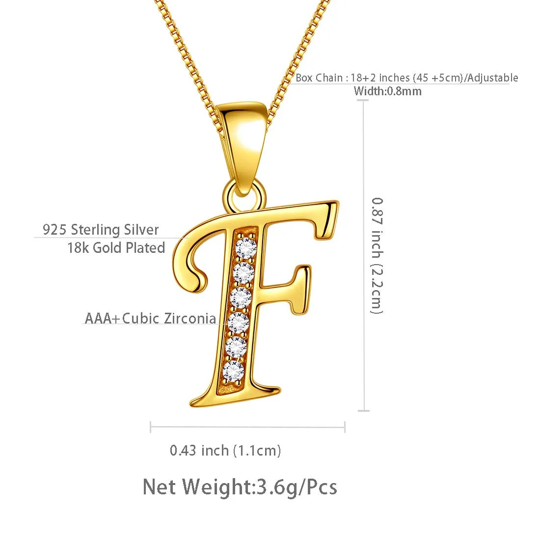 Tokyo Mart Letter F Initial Necklaces Pendant Women Men Name Jewelry Gift 925 Silver