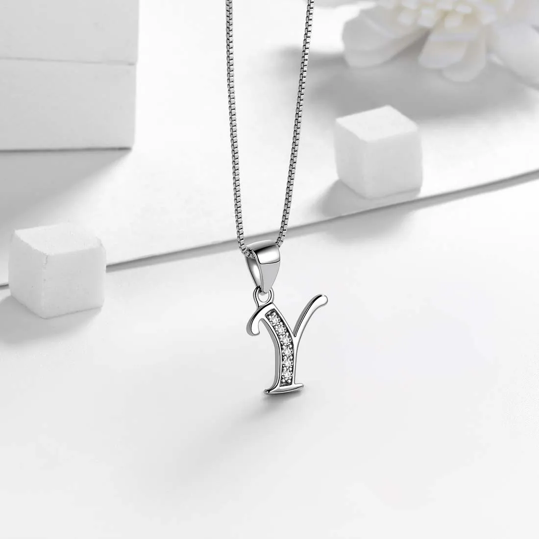 Tokyo Mart Letter Y Initial Necklaces Pendant Women Men Name Jewelry Gift 925 Silver