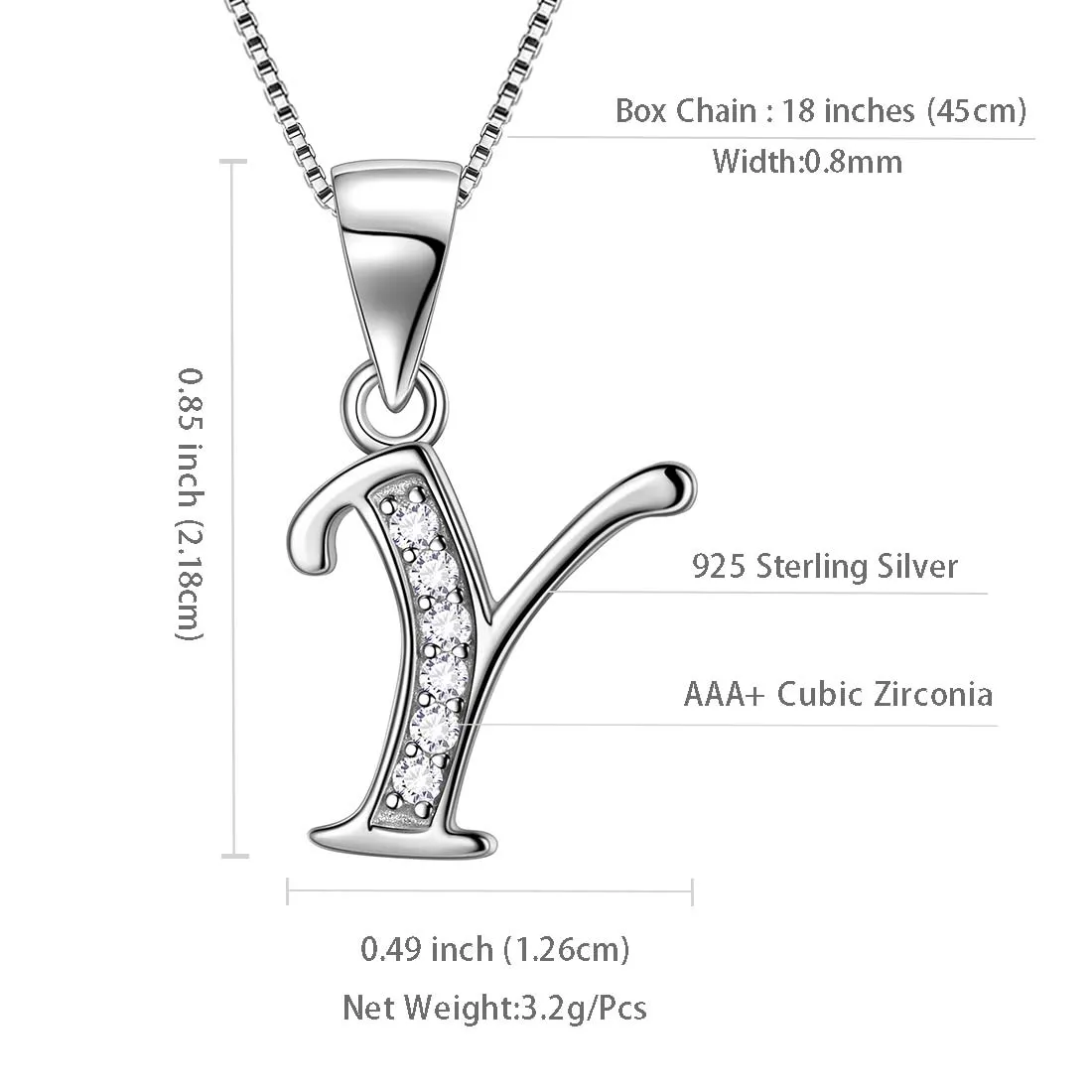 Tokyo Mart Letter Y Initial Necklaces Pendant Women Men Name Jewelry Gift 925 Silver