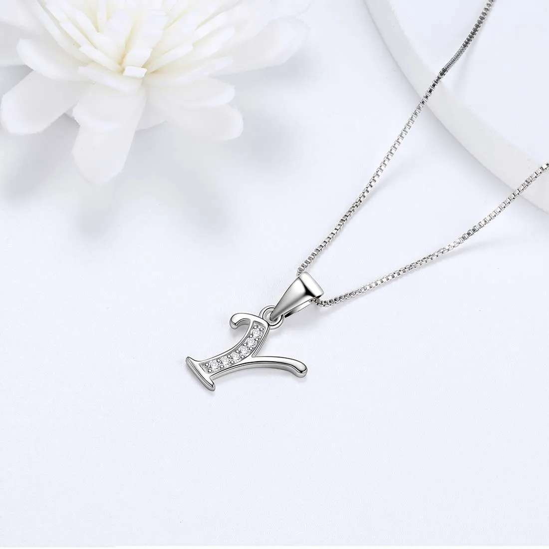 Tokyo Mart Letter Y Initial Necklaces Pendant Women Men Name Jewelry Gift 925 Silver