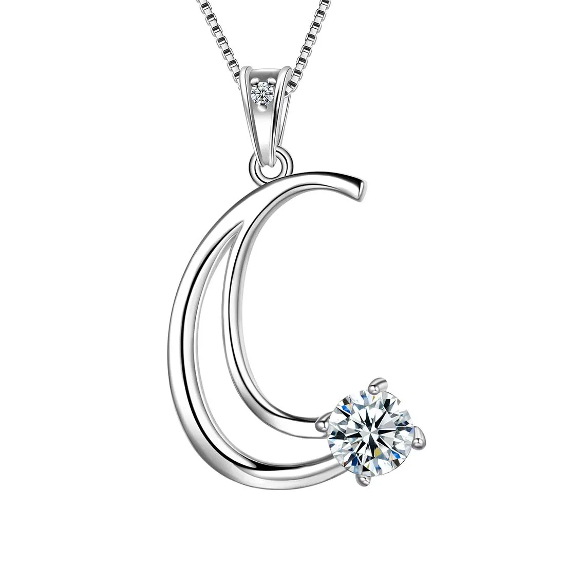 Tokyo Mart Women Initial C Letter Pendant Necklace Girl Name Jewelry Gift 925 Sterling Silver