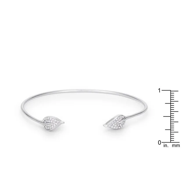 Trendy Rhodium Bracelet with Clear Cubic Zirconia Accents