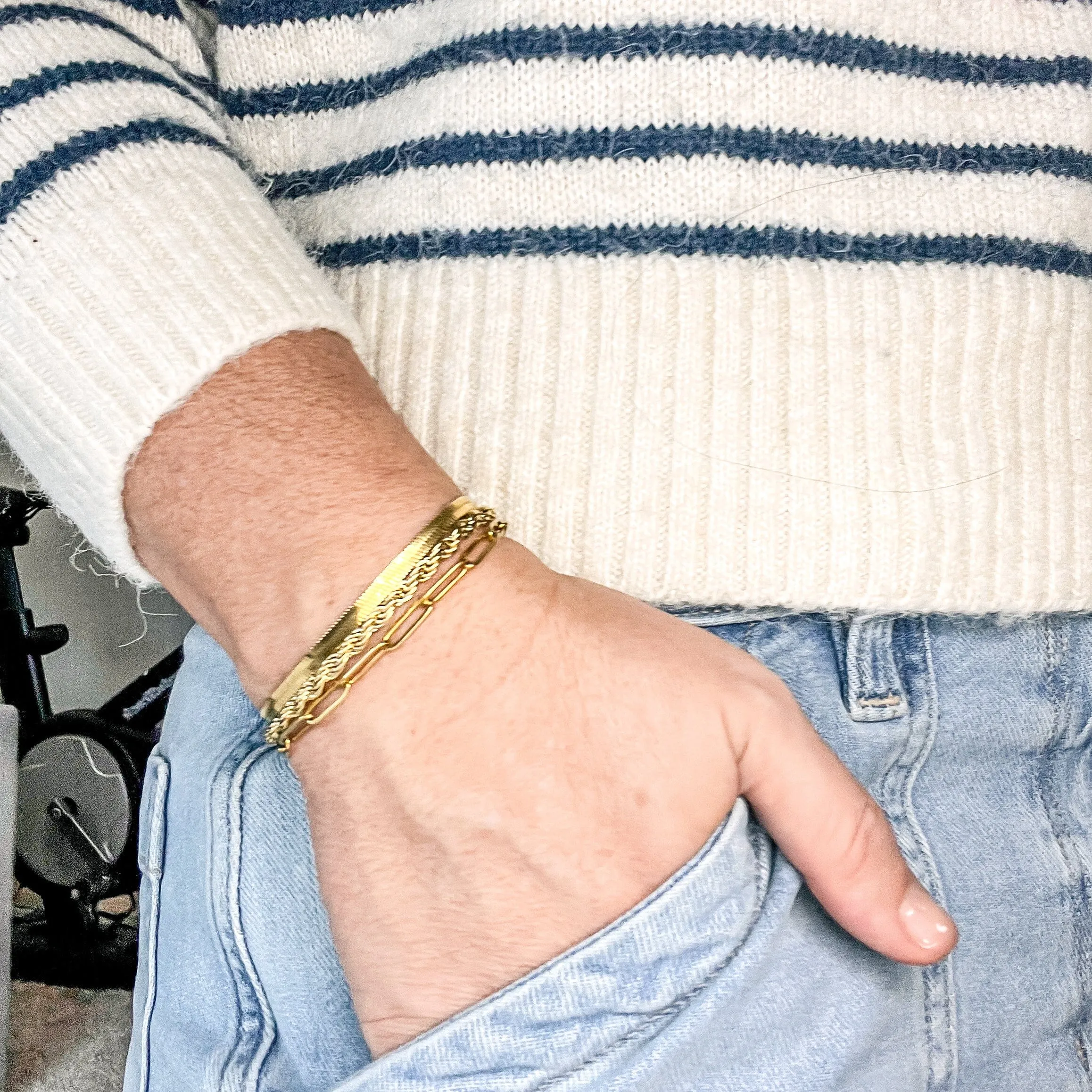 Trio Gold Bracelet Stack- Waterproof