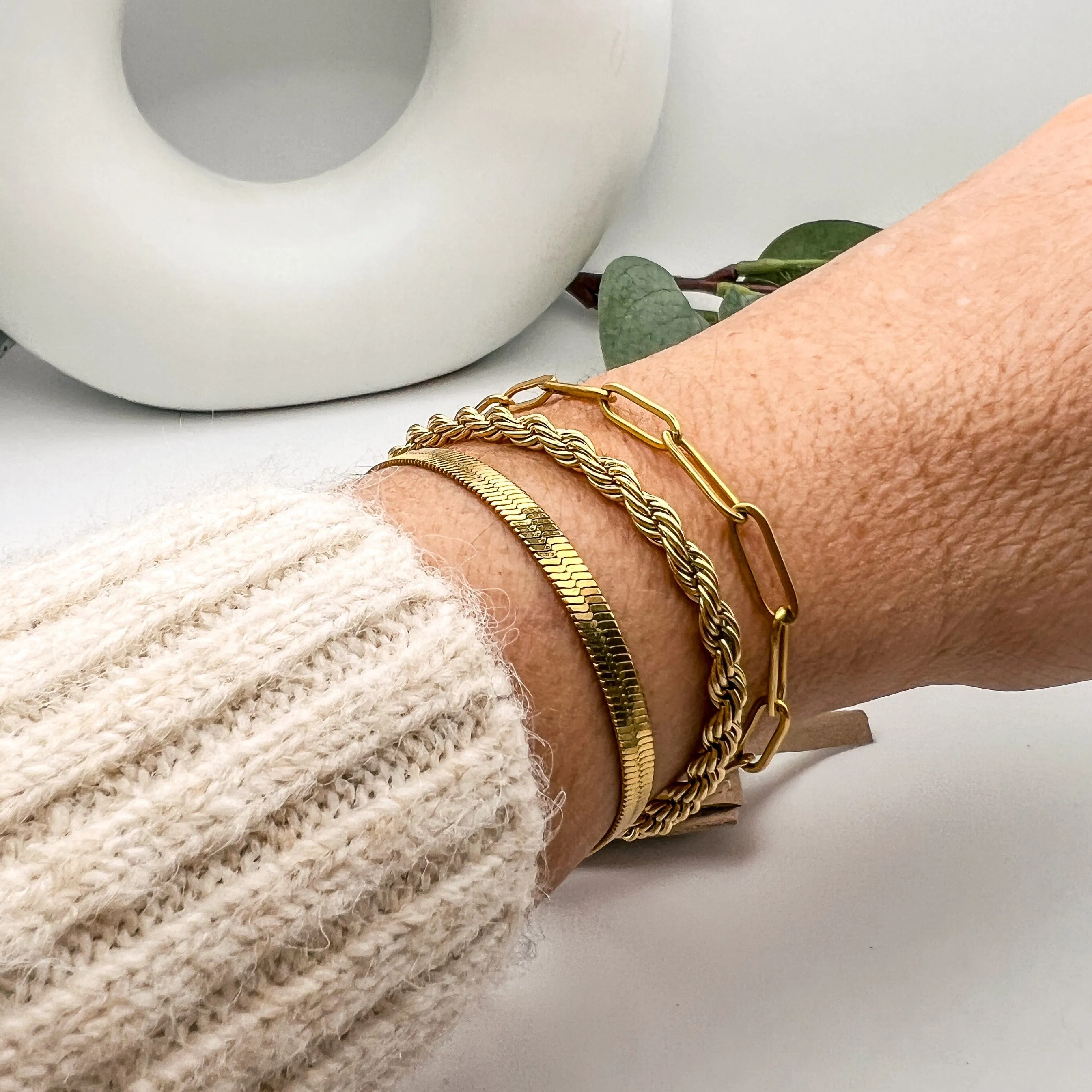 Trio Gold Bracelet Stack- Waterproof