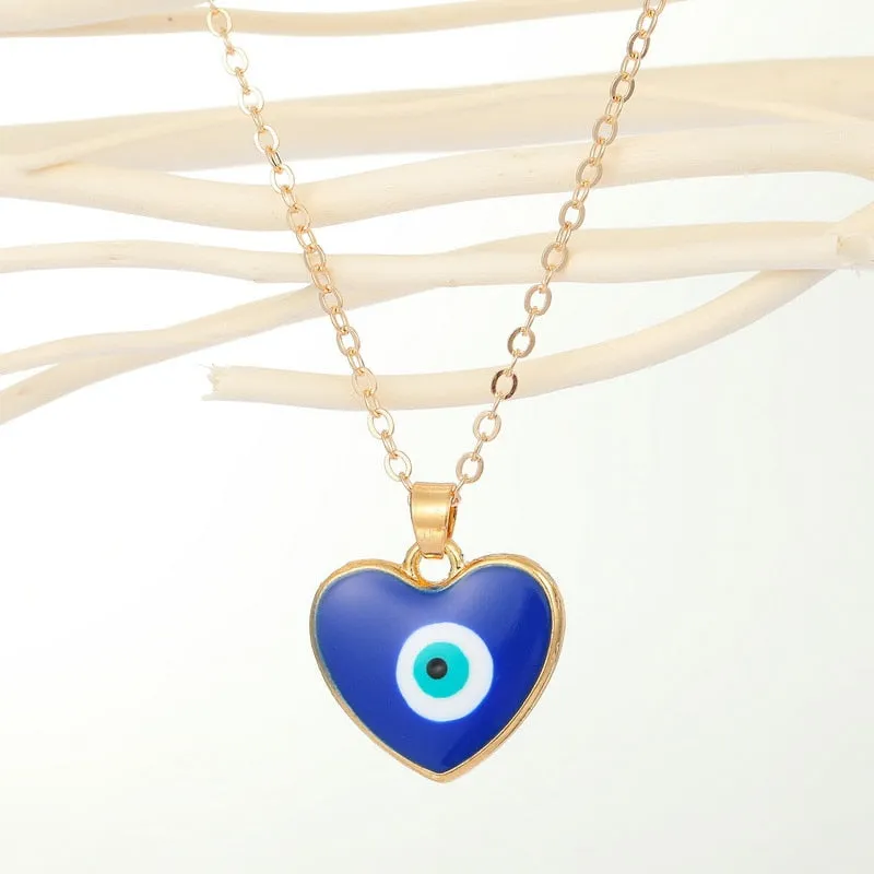 Turkish Evil Eye Pendant Choker Necklace Lucky Blue Evil Eyes Clavicle Chain Necklace