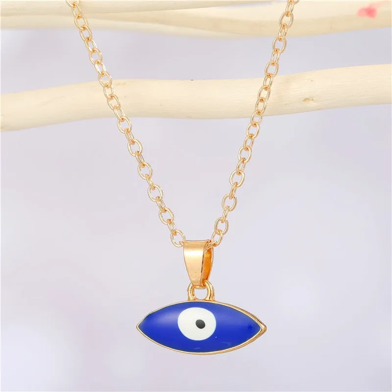 Turkish Evil Eye Pendant Choker Necklace Lucky Blue Evil Eyes Clavicle Chain Necklace