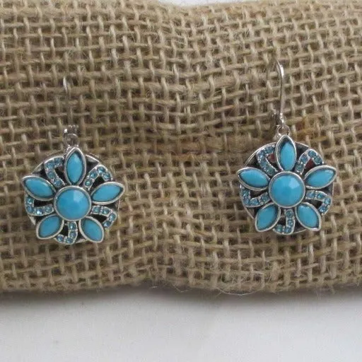 Turquoise & Silver Drop Earrings