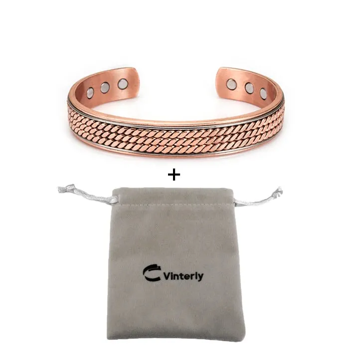 Twisted Copper Bracelets for Women Men Energy Magnetic Bracelet Benefits Men Adjustable Cuff Bracelets Bangles Health Copper